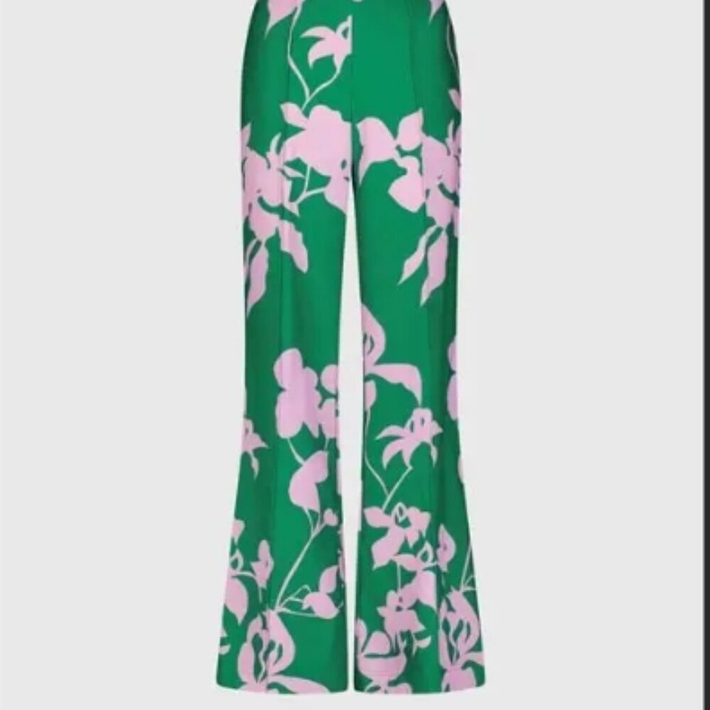 Mac Duggal NWT Green Printed Crepe Wide-Leg Trousers | Size XS - Picture 3 of 6